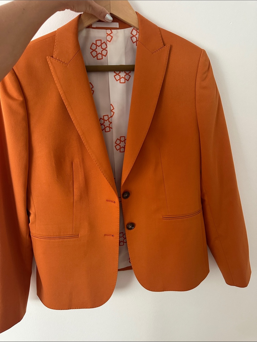Women's Orange Tailored Blazer - Classic Single-Breasted Fit